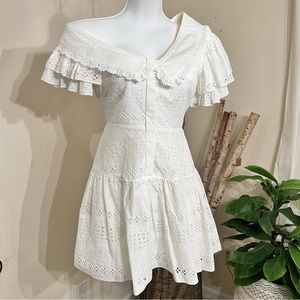 Self Portrait White Broderie Anglaise Dress - Excellent 2